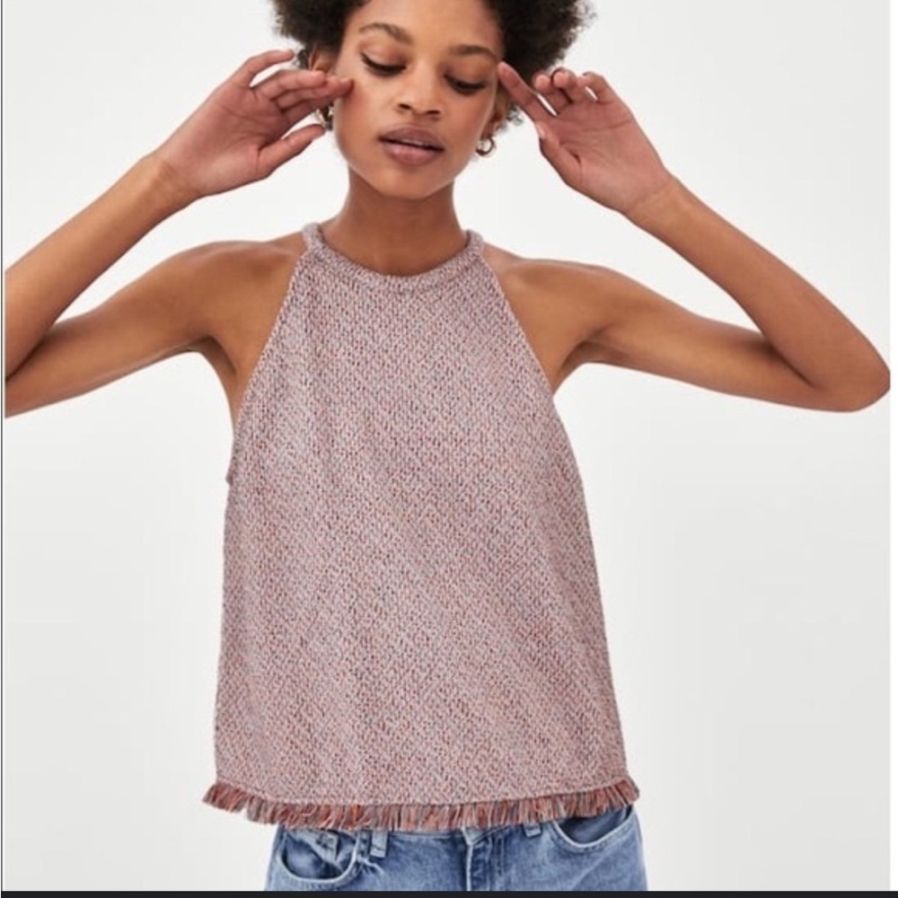 Zara Pink Sleeveless Crop Tank Top